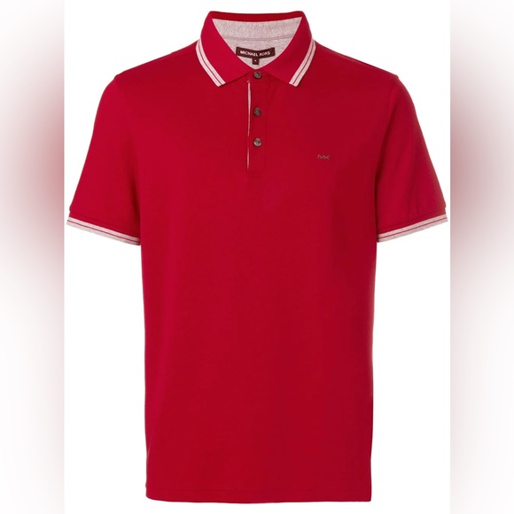 Michael Kors Men's Greenwich Logo Jacquard Polo Shirt - Ruby Red - Picture 7 of 7